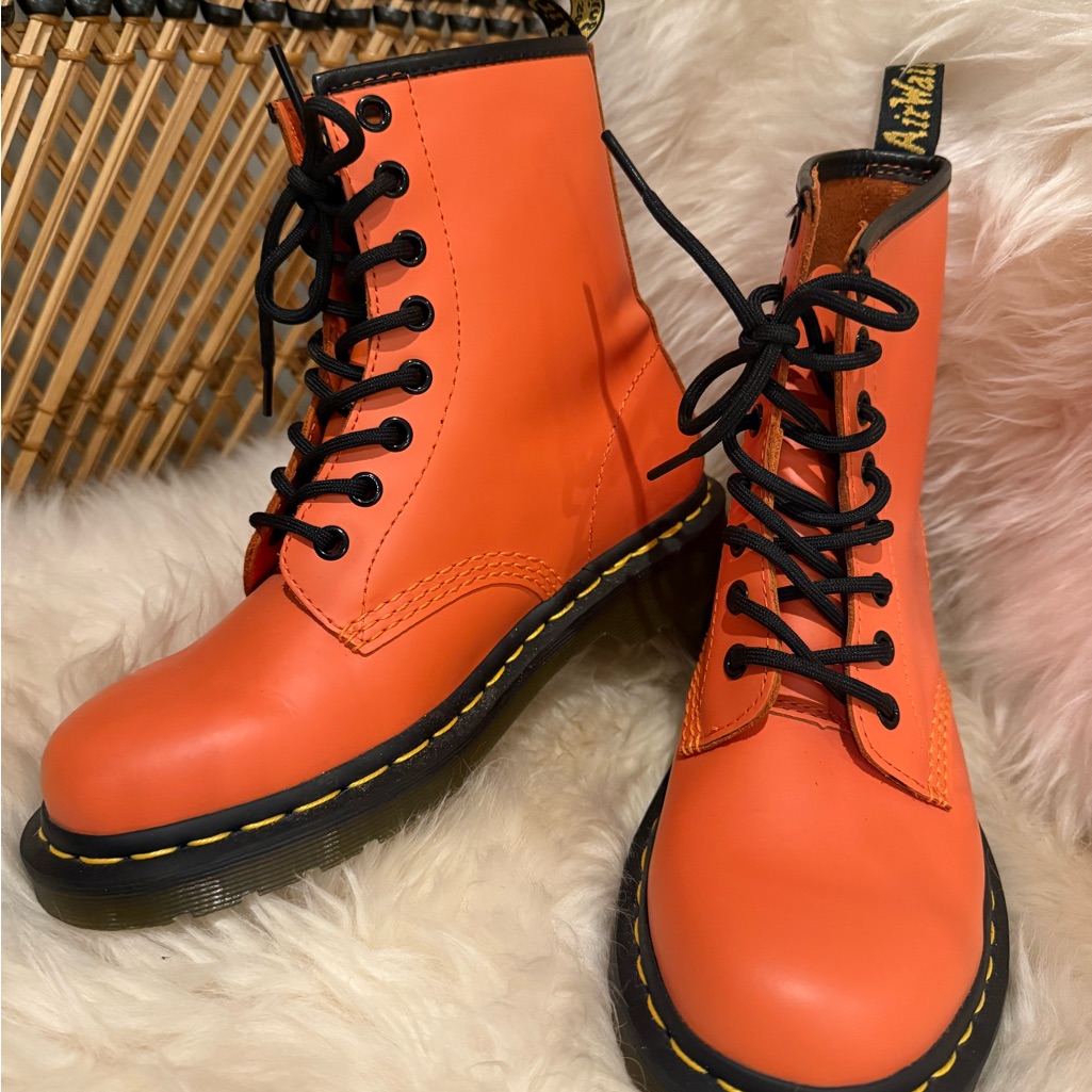 Dr. Martens Women's Bright Orange Combat Boots Air Wair